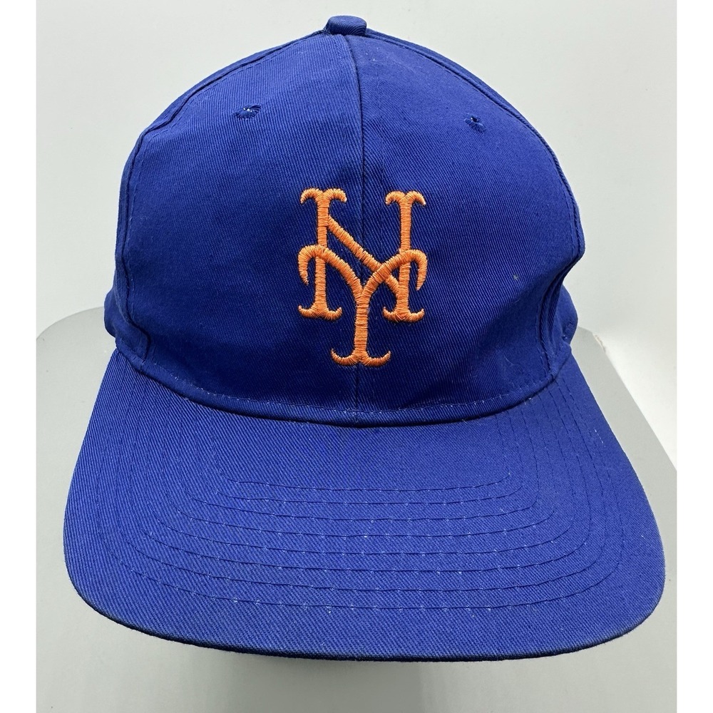 Vintage 90s New York Mets Blue Orange MLB Competitor Snapback Hat Cap